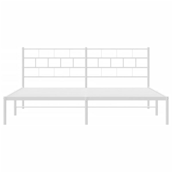 vidaXL Metal Bed Frame with Headboard White 72"x83.9" California King - Image 5