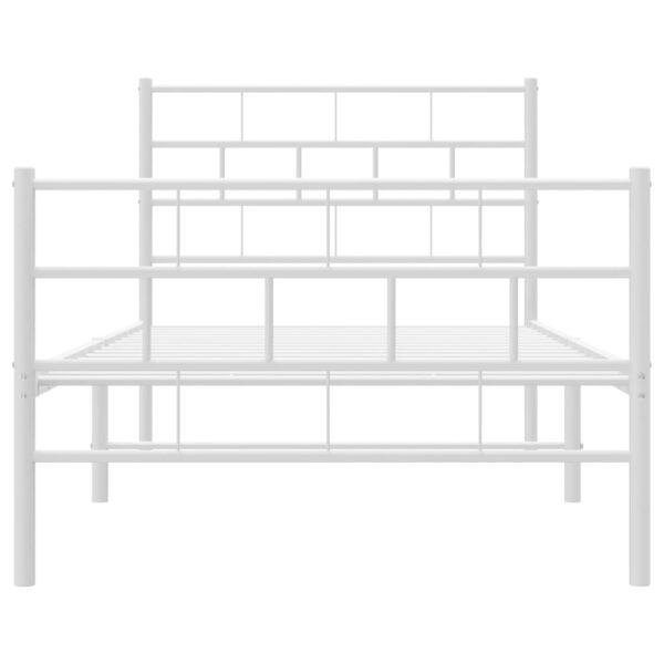 vidaXL Metal Bed Frame with Headboard and Footboard White 39.4"x74.8" Twin - Image 5