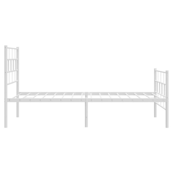 vidaXL Metal Bed Frame with Headboard and Footboard White 39.4"x74.8" Twin - Image 6