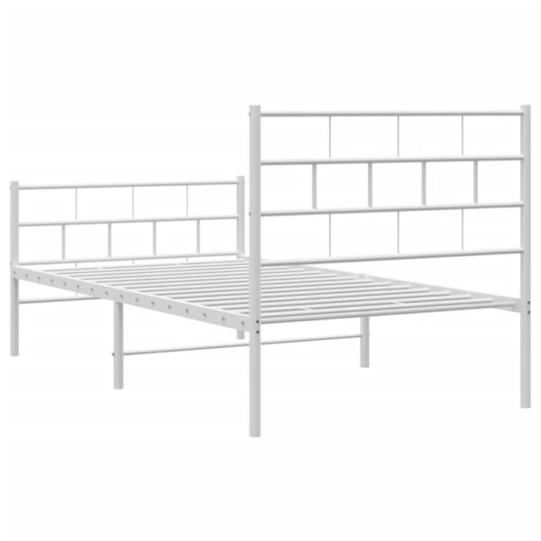 vidaXL Metal Bed Frame with Headboard and Footboard White 39.4"x74.8" Twin - Image 7