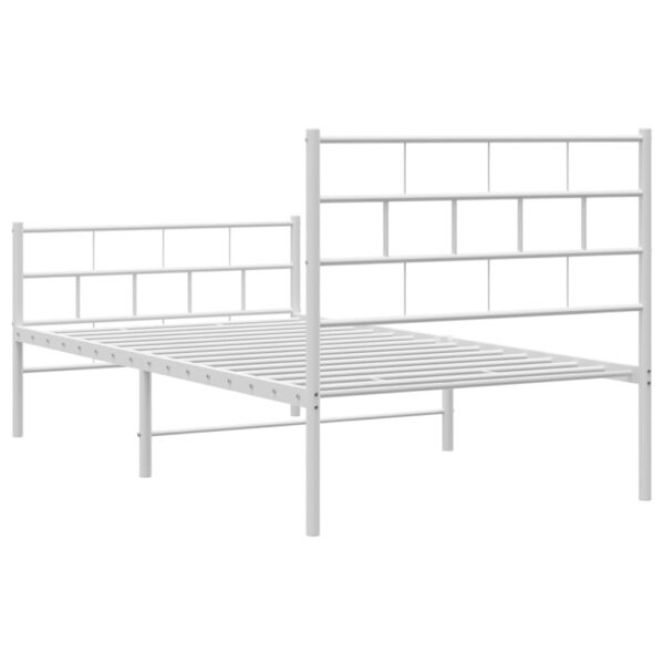 vidaXL Metal Bed Frame with Headboard and Footboard White 39.4"x78.7" - Image 7