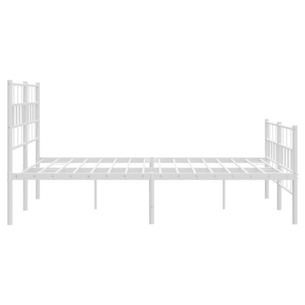 vidaXL Metal Bed Frame with Headboard and Footboard White 53.1"x74.8" - Image 6