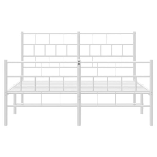 vidaXL Metal Bed Frame with Headboard and Footboard White 59.1"x78.7" - Image 5