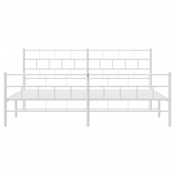 vidaXL Metal Bed Frame with Headboard&Footboard White 72"x83.9" California King - Image 5