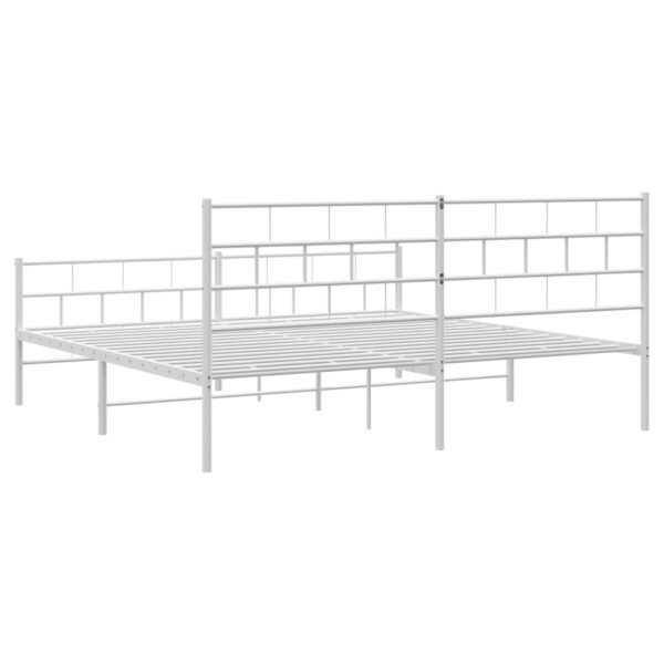 vidaXL Metal Bed Frame with Headboard&Footboard White 72"x83.9" California King - Image 7