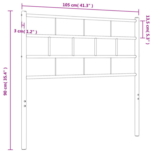 vidaXL Metal Headboard White 39.4" - Image 6