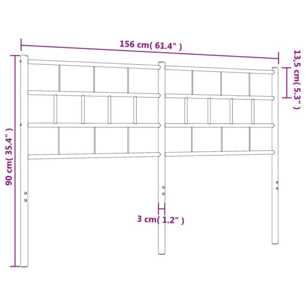 vidaXL Metal Headboard White 59.1" - Image 7