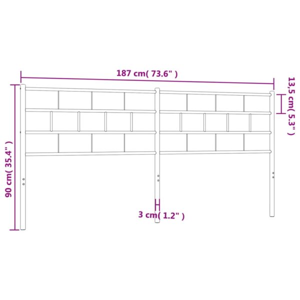 vidaXL Metal Headboard White 70.9" - Image 7