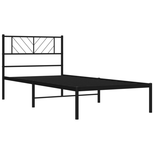 vidaXL Metal Bed Frame with Headboard Black 39.4"x74.8" Twin - Image 4