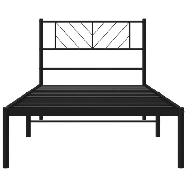 vidaXL Metal Bed Frame with Headboard Black 39.4"x74.8" Twin - Image 5