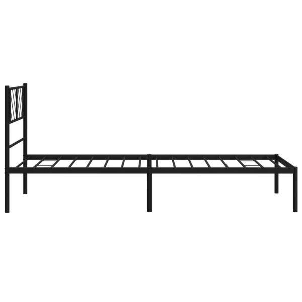 vidaXL Metal Bed Frame with Headboard Black 39.4"x74.8" Twin - Image 6