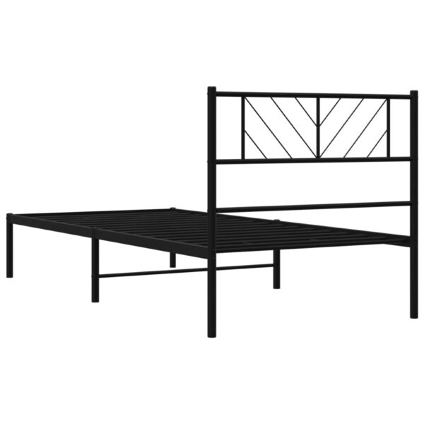 vidaXL Metal Bed Frame with Headboard Black 39.4"x74.8" Twin - Image 7