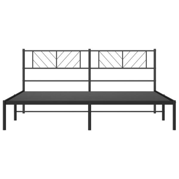 vidaXL Metal Bed Frame with Headboard Black 76"x79.9" King - Image 5