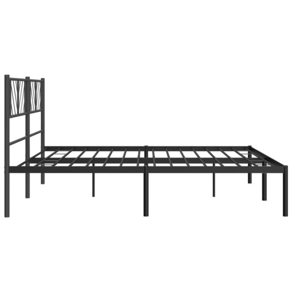 vidaXL Metal Bed Frame with Headboard Black 76"x79.9" King - Image 6