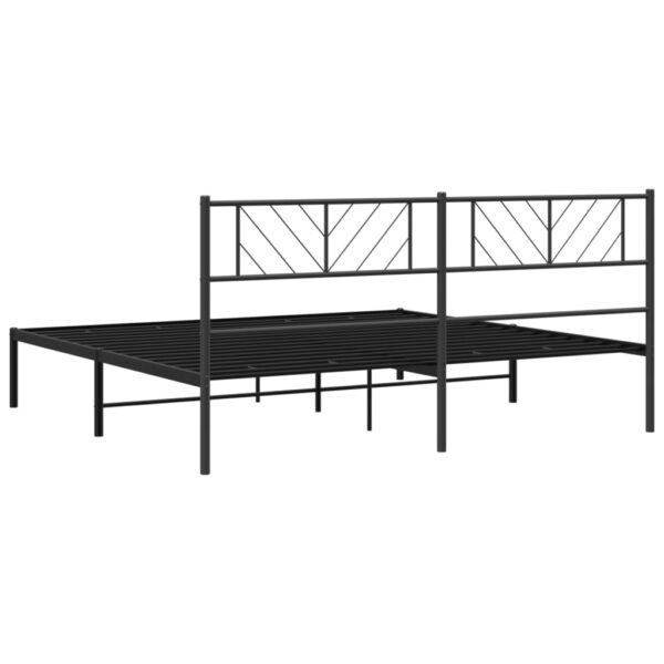 vidaXL Metal Bed Frame with Headboard Black 76"x79.9" King - Image 7