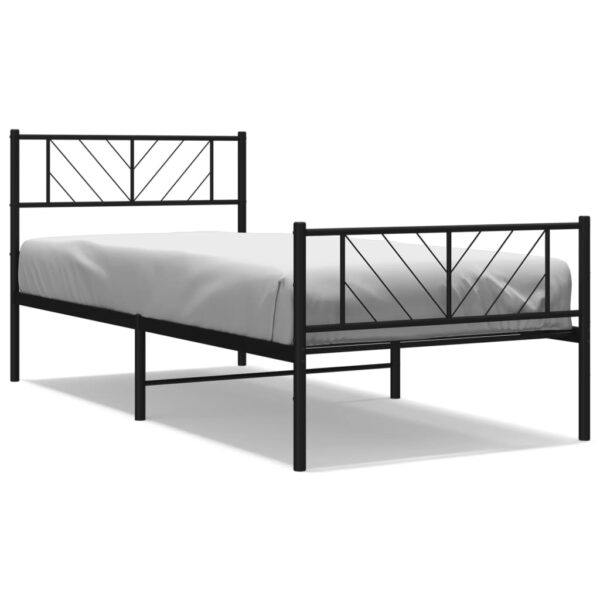 vidaXL Metal Bed Frame with Headboard and Footboard Black 39.4"x74.8" Twin - Image 2