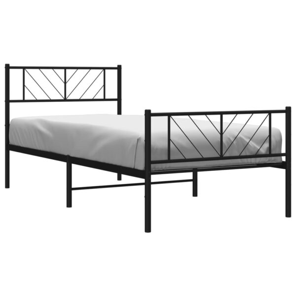 vidaXL Metal Bed Frame with Headboard and Footboard Black 39.4"x74.8" Twin - Image 3