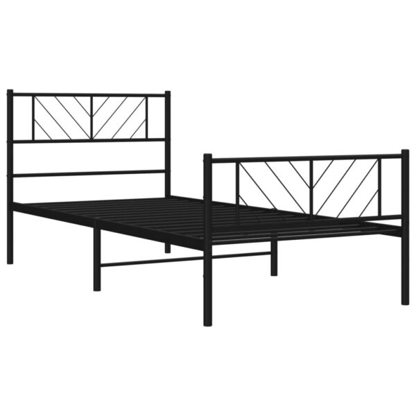 vidaXL Metal Bed Frame with Headboard and Footboard Black 39.4"x74.8" Twin - Image 4