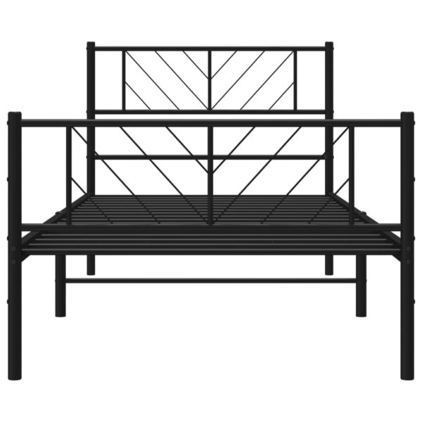 vidaXL Metal Bed Frame with Headboard and Footboard Black 39.4"x74.8" Twin - Image 5