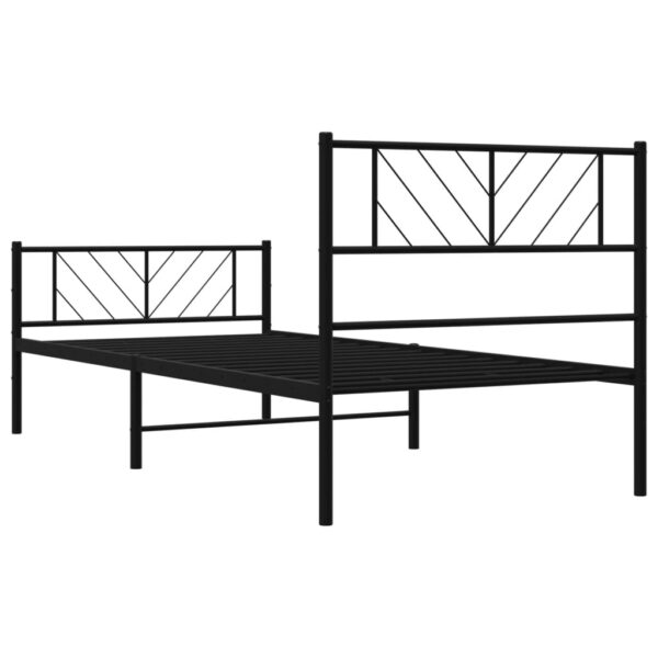 vidaXL Metal Bed Frame with Headboard and Footboard Black 39.4"x74.8" Twin - Image 7