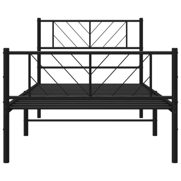 vidaXL Metal Bed Frame with Headboard and Footboard Black 39.4"x78.7" - Image 5