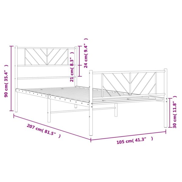 vidaXL Metal Bed Frame with Headboard and Footboard Black 39.4"x78.7" - Image 9