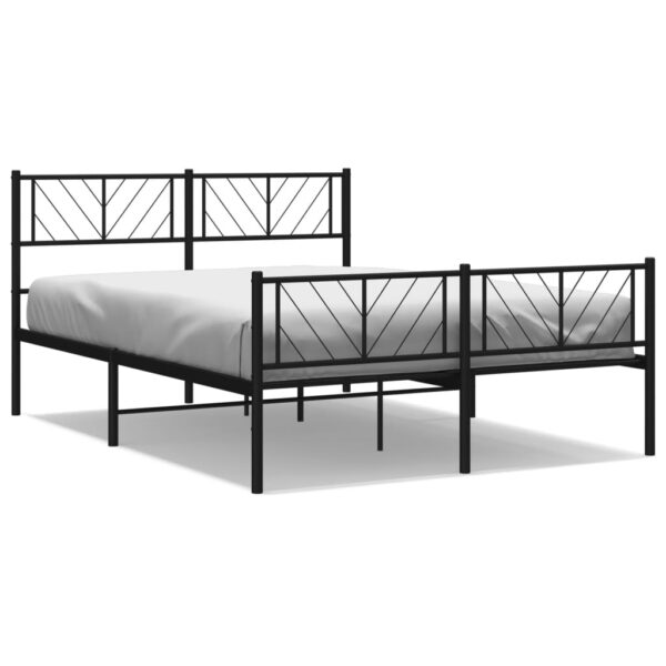 vidaXL Metal Bed Frame with Headboard and Footboard Black 53.1"x74.8" - Image 2