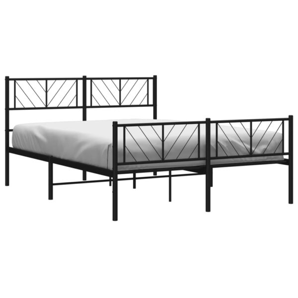 vidaXL Metal Bed Frame with Headboard and Footboard Black 53.1"x74.8" - Image 3