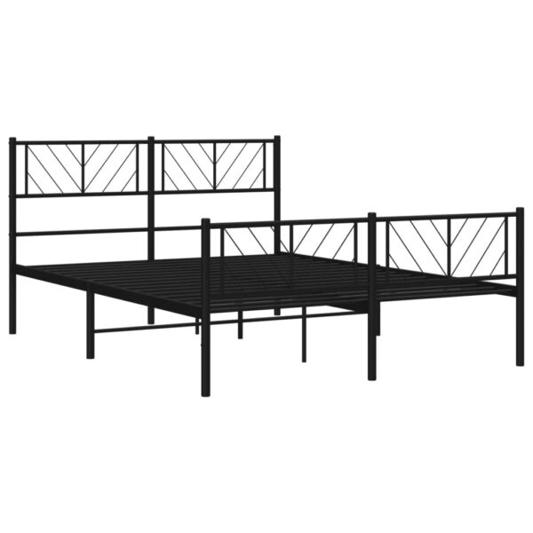 vidaXL Metal Bed Frame with Headboard and Footboard Black 53.1"x74.8" - Image 4