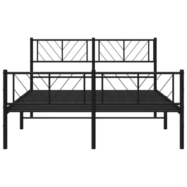 vidaXL Metal Bed Frame with Headboard and Footboard Black 53.1"x74.8" - Image 5