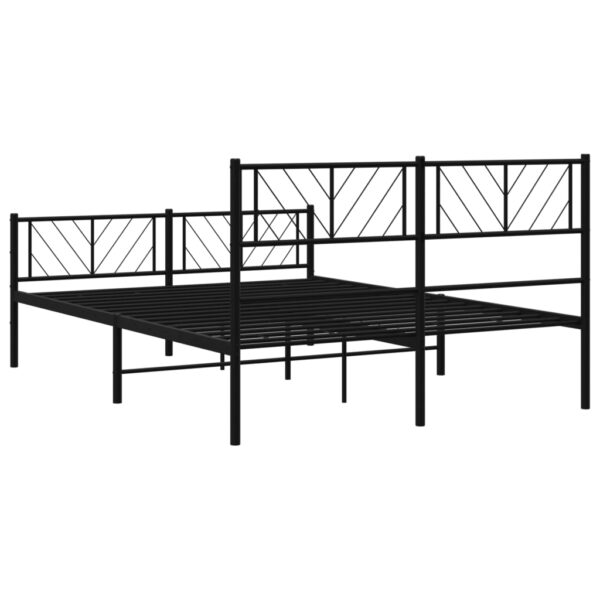 vidaXL Metal Bed Frame with Headboard and Footboard Black 53.1"x74.8" - Image 7