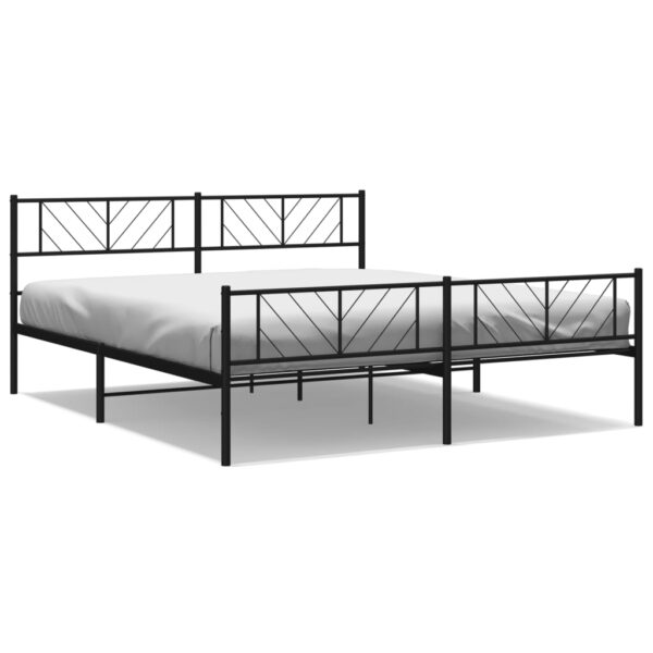 vidaXL Metal Bed Frame with Headboard&Footboard Black 72"x83.9" California King - Image 2