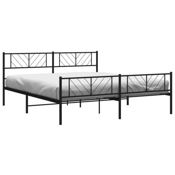 vidaXL Metal Bed Frame with Headboard&Footboard Black 72"x83.9" California King - Image 3