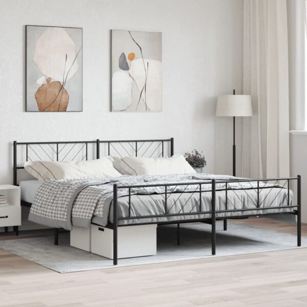 vidaXL Metal Bed Frame with Headboard&Footboard Black 72"x83.9" California King