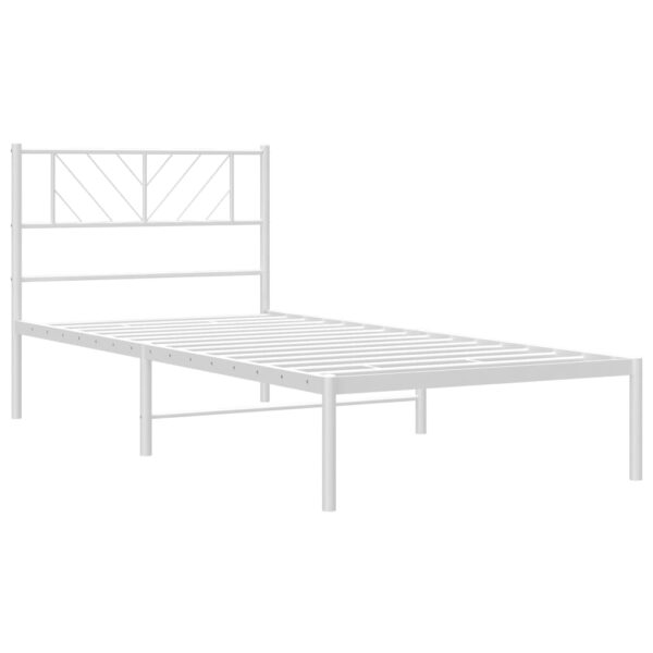 vidaXL Metal Bed Frame with Headboard White 39.4"x74.8" Twin - Image 4