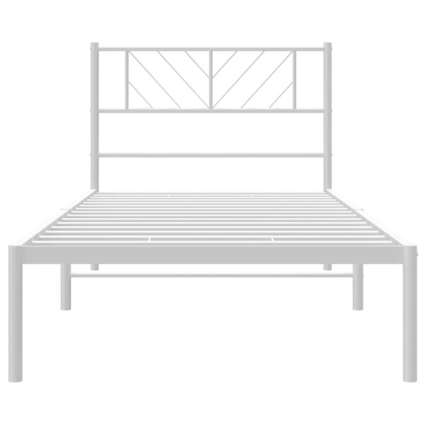 vidaXL Metal Bed Frame with Headboard White 39.4"x74.8" Twin - Image 5