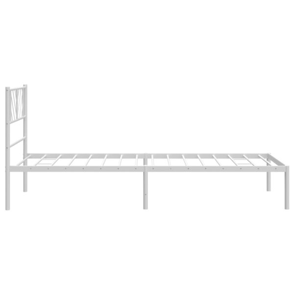 vidaXL Metal Bed Frame with Headboard White 39.4"x74.8" Twin - Image 6