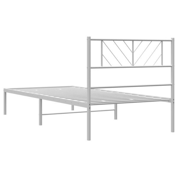 vidaXL Metal Bed Frame with Headboard White 39.4"x74.8" Twin - Image 7