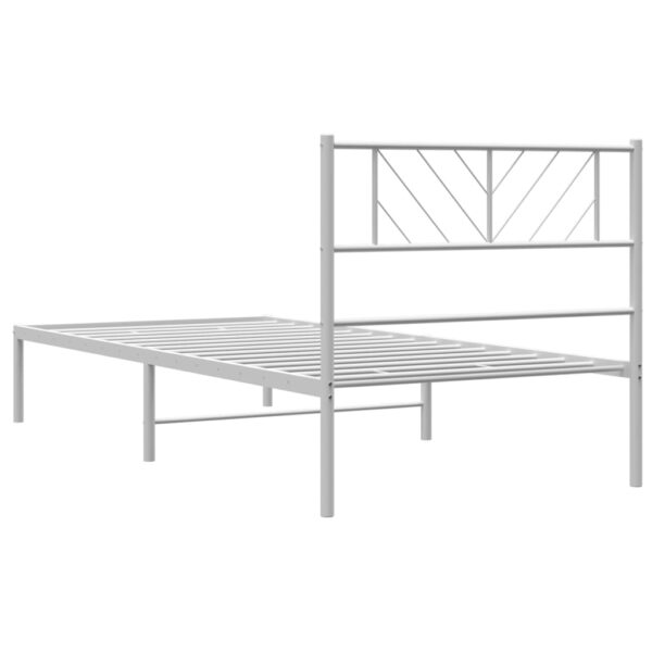 vidaXL Metal Bed Frame with Headboard White 39.4"x78.7" - Image 7