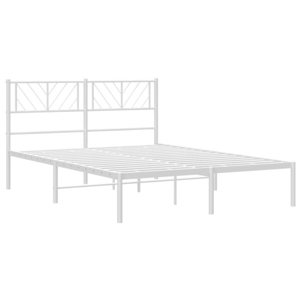 vidaXL Metal Bed Frame with Headboard White 59.1"x78.7" - Image 4