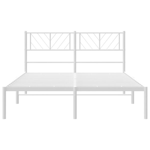 vidaXL Metal Bed Frame with Headboard White 59.1"x78.7" - Image 5