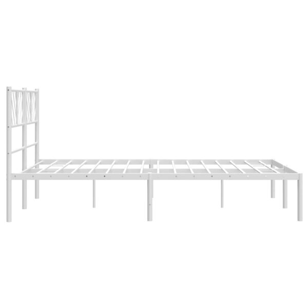 vidaXL Metal Bed Frame with Headboard White 59.1"x78.7" - Image 6