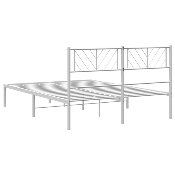 vidaXL Metal Bed Frame with Headboard White 59.1"x78.7" - Image 7