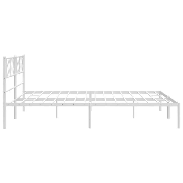 vidaXL Metal Bed Frame with Headboard White 72"x83.9" California King - Image 6