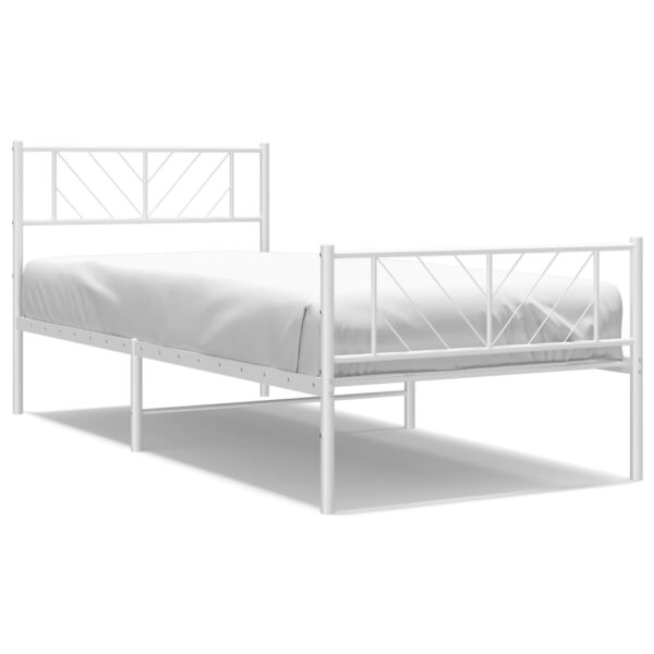 vidaXL Metal Bed Frame with Headboard and Footboard White 39.4"x74.8" Twin - Image 2