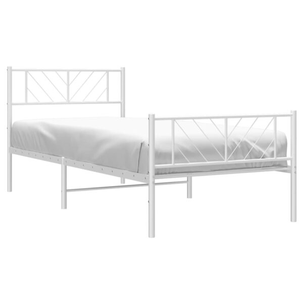 vidaXL Metal Bed Frame with Headboard and Footboard White 39.4"x74.8" Twin - Image 3