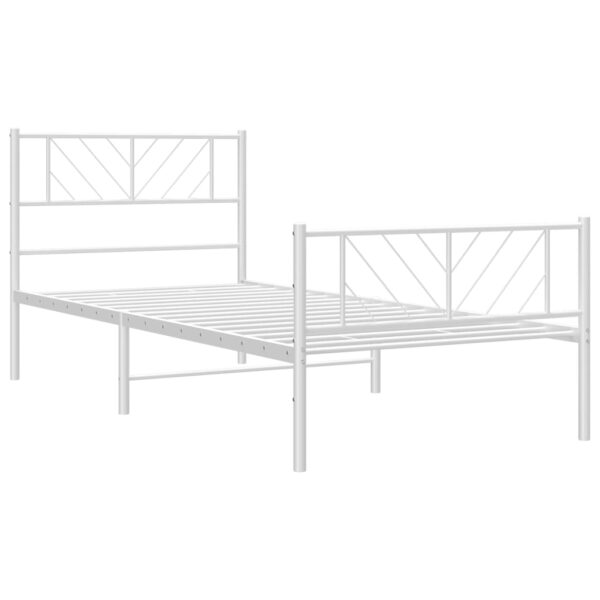 vidaXL Metal Bed Frame with Headboard and Footboard White 39.4"x74.8" Twin - Image 4