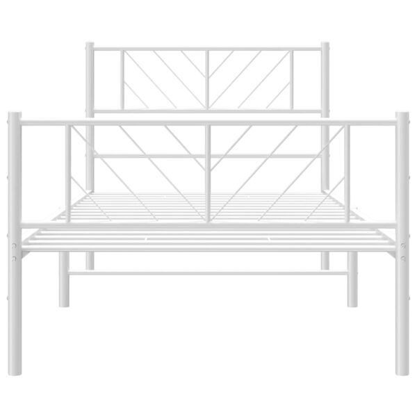 vidaXL Metal Bed Frame with Headboard and Footboard White 39.4"x74.8" Twin - Image 5