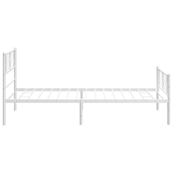 vidaXL Metal Bed Frame with Headboard and Footboard White 39.4"x74.8" Twin - Image 6