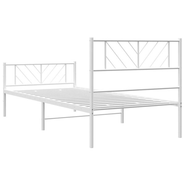 vidaXL Metal Bed Frame with Headboard and Footboard White 39.4"x74.8" Twin - Image 7